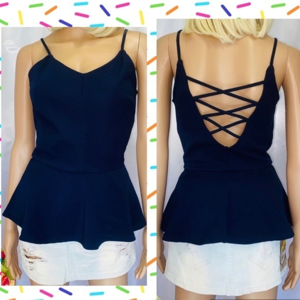 Lace up peplum top